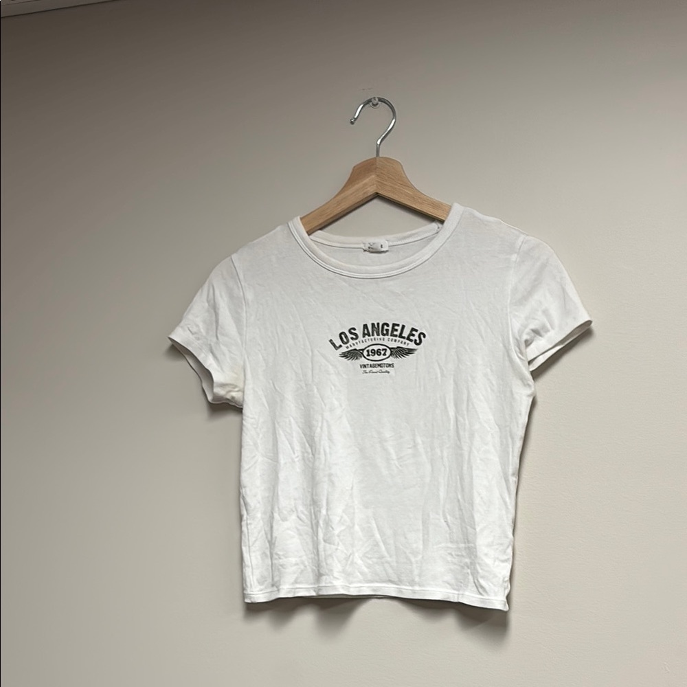 Garage White Graphic Crop T-Shirt